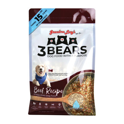 Grandma Lucy's 3 Bears Beef Freeze-Dried Dog Food, 3-lb