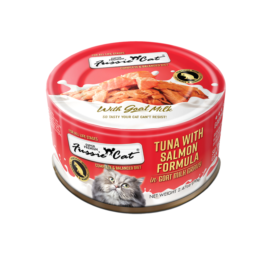 Fussie Cat Tuna with Salmon in goat milk gravy Can, 2.47-oz image number null