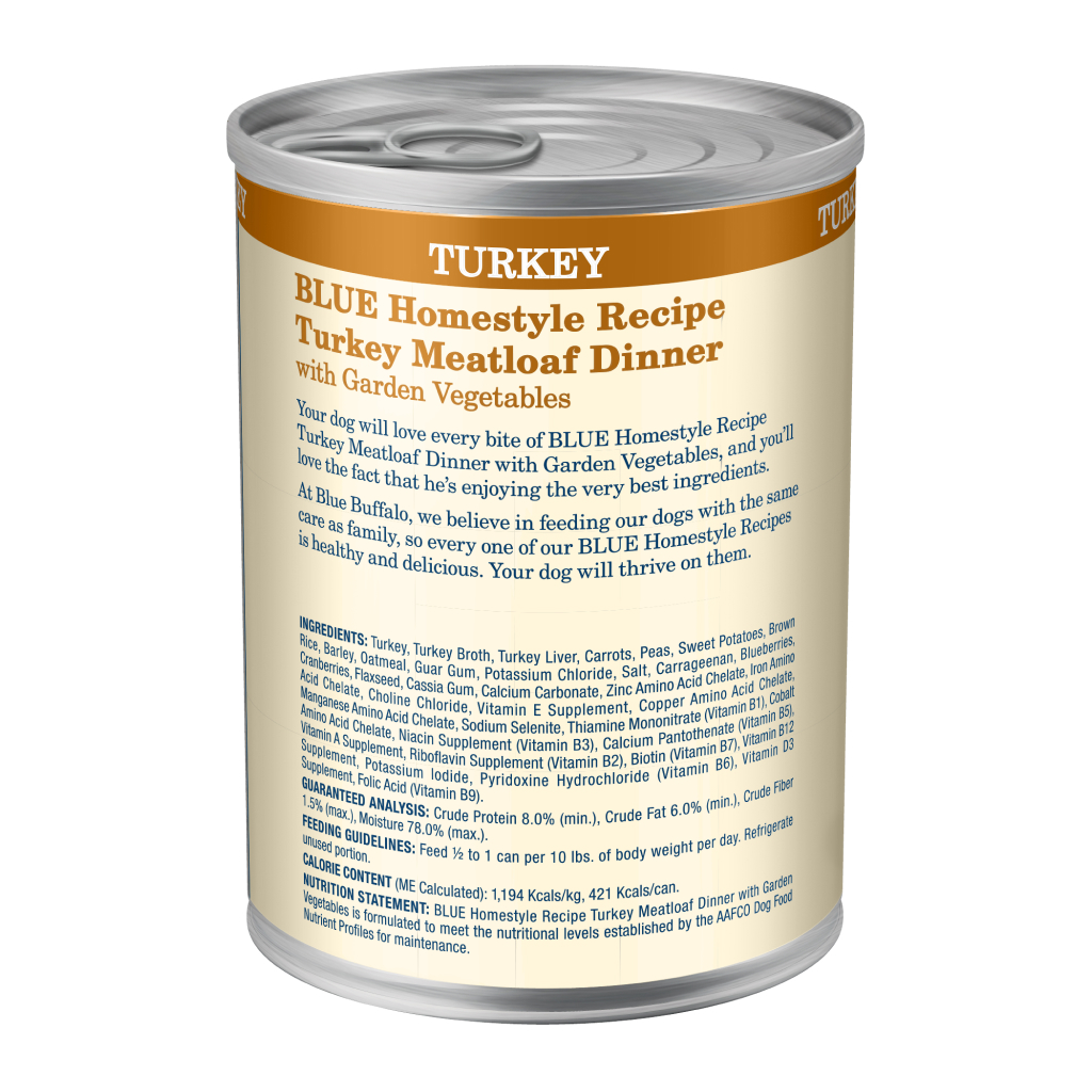 Blue Buffalo Homestyle Recipe Turkey Dinner With Garden Vegetables Adult Wet Canned Dog Food, 12.5-oz image number null