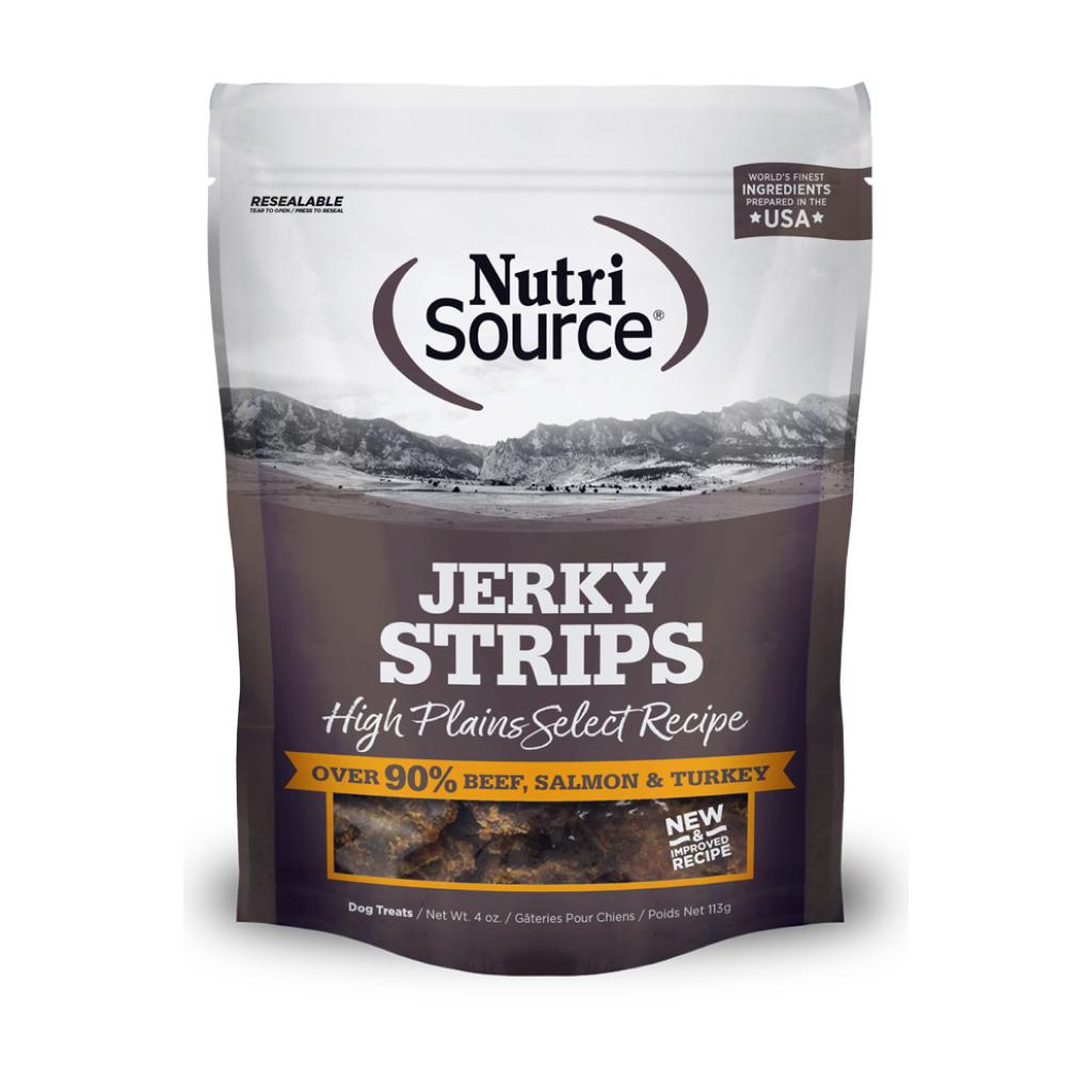 NutriSource High Plains Select Jerky Strips Dog Treat Bag, 4-oz image number null