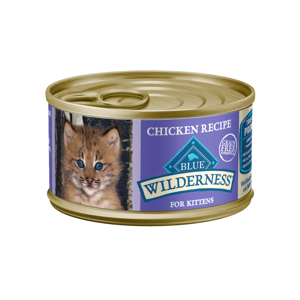 Blue Buffalo Wilderness High-Protein Grain-Free Chicken Paté Recipe Kitten Wet Canned Cat Food, 3-oz image number null