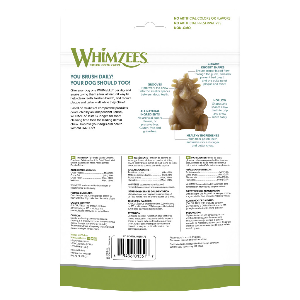 Whimzees Dog Hedgehog Natural Dental Chew, Large image number null