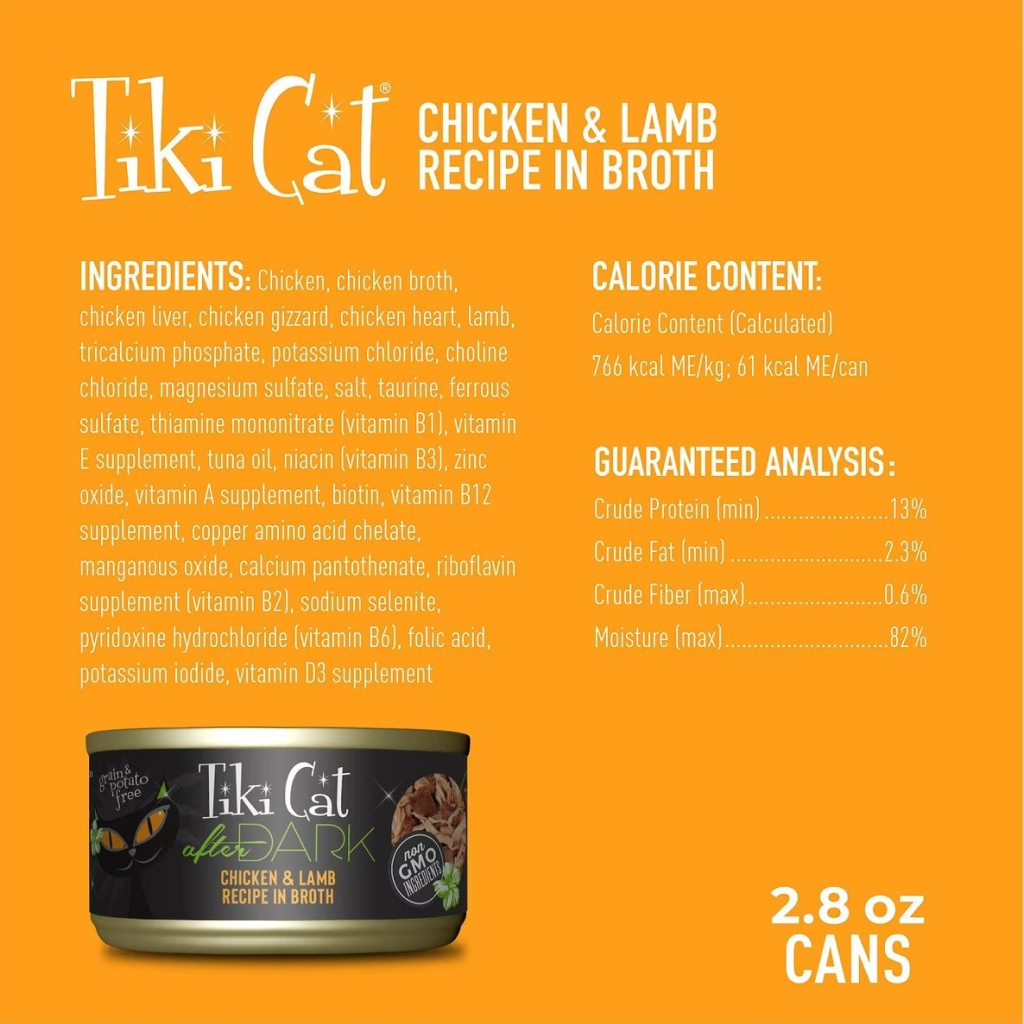 Tiki Cat After Dark Wet Cat Food Chicken & Lamb Can, 2.8-oz image number null
