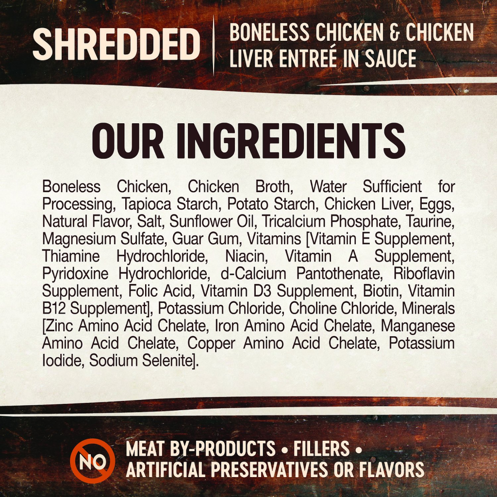 Wellness CORE Signature Selects Shredded Boneless Chicken & Chicken Liver Entree in Sauce Grain Free Natural Cat Can, 2.8-oz image number null