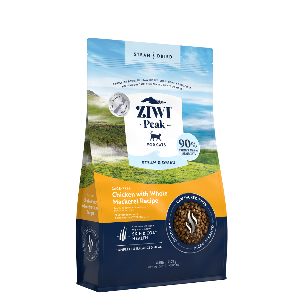 Ziwi Peak Steam & Dried Chicken with Whole Mackerel Recipe Cat Food, 4.9-lb image number null