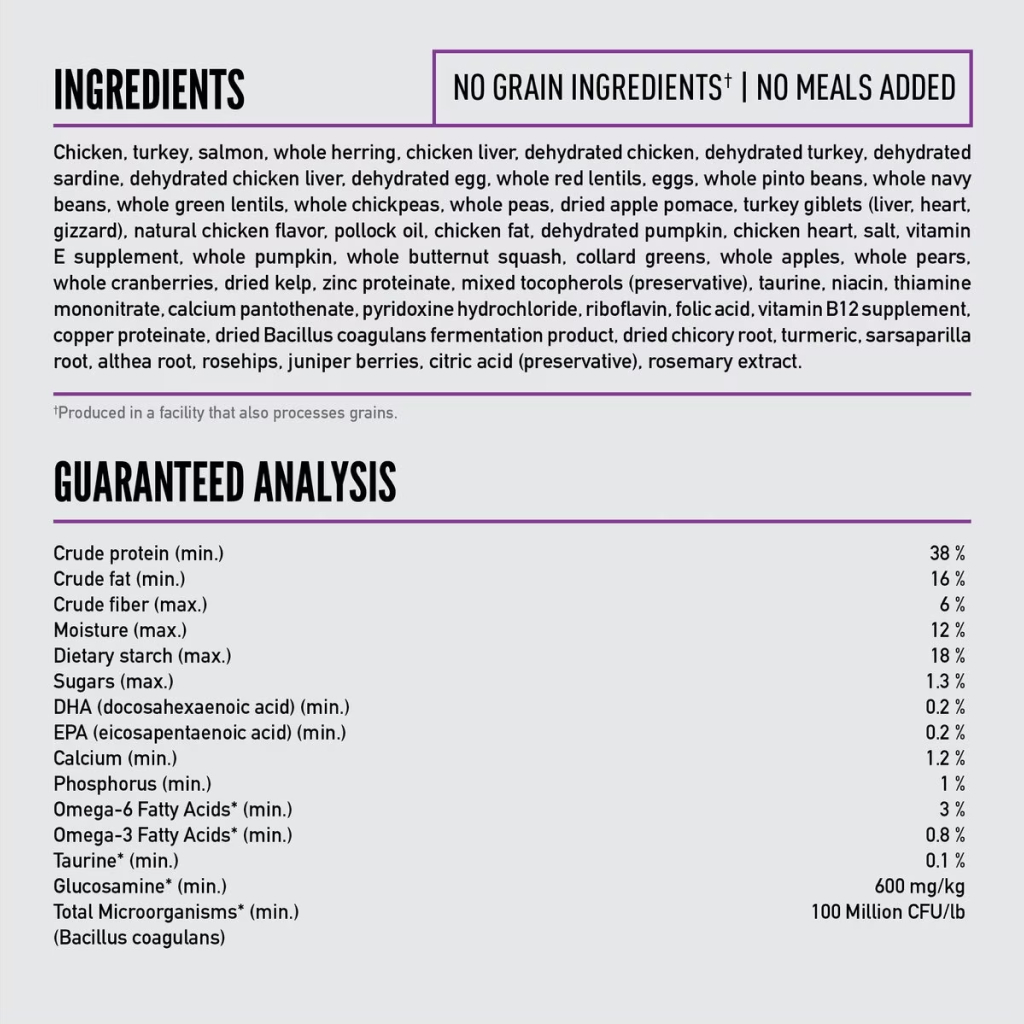 Orijen Puppy Large Dog Food 23.5lb Ingredients and Analysis image number null