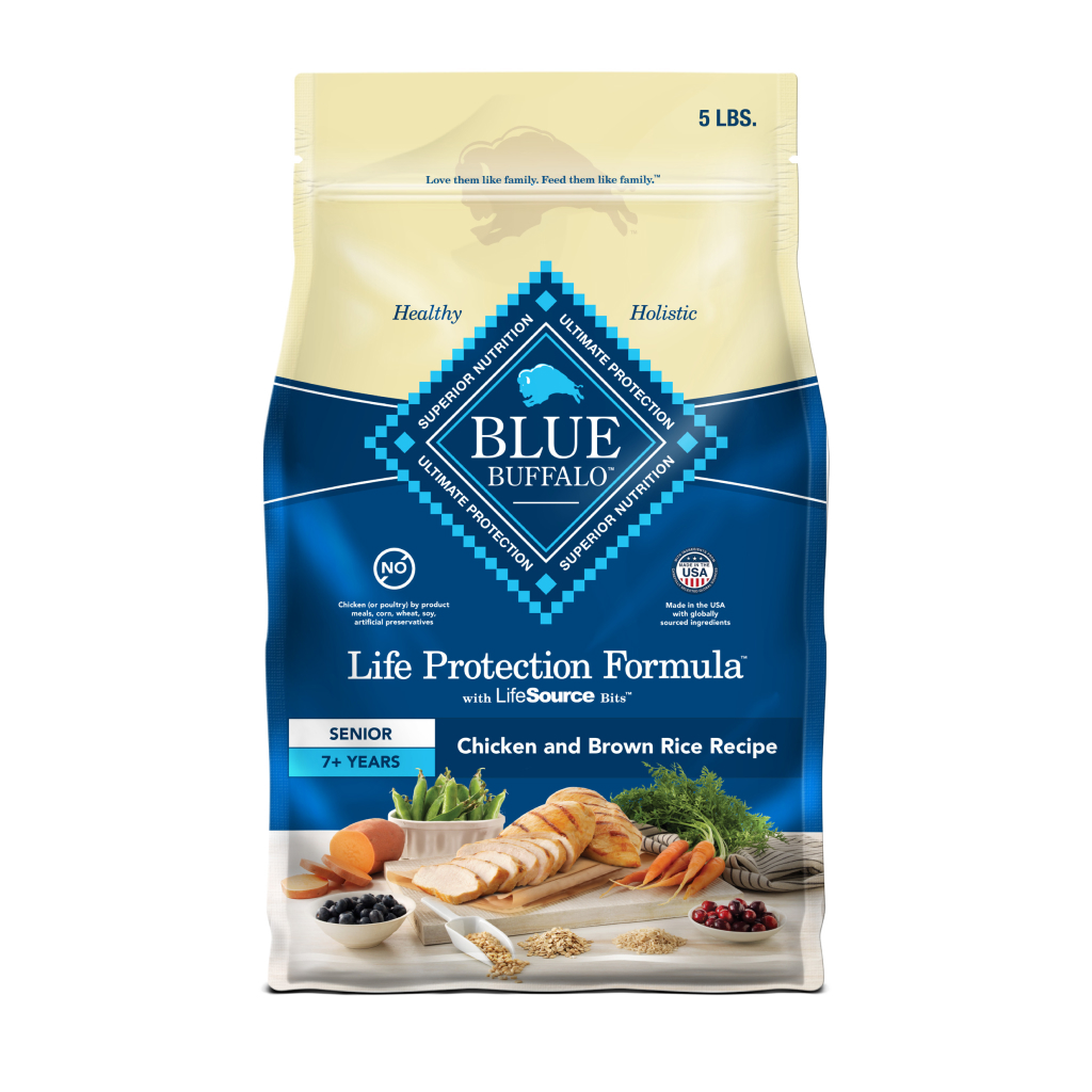 Blue Buffalo Life Protection Formula Chicken & Brown Rice Recipe Senior Dry Dog Food, 5-lb image number null