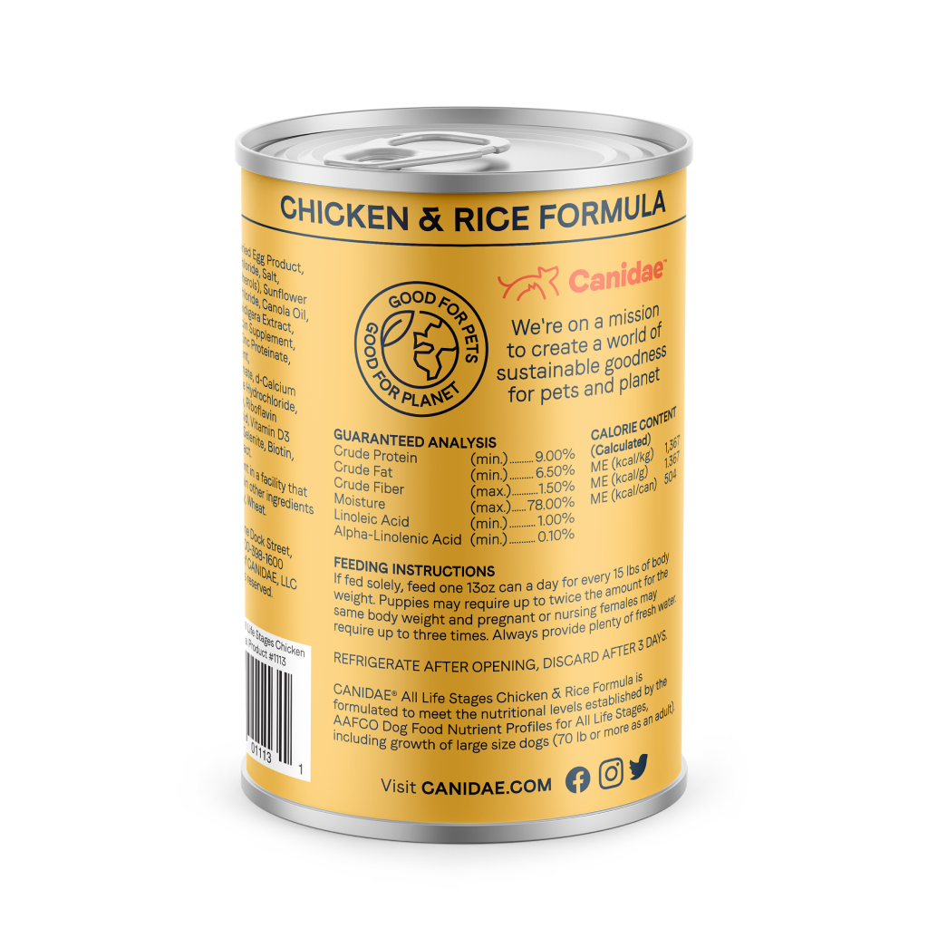 Canidae Chicken & Rice Formula Dog Can, 13-oz image number null