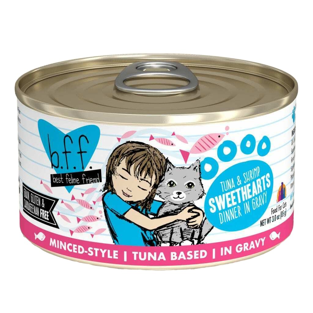 Best Feline Friend (B.F.F.) Tuna & Shrimp Sweethearts With Red Meat Tuna & Shrimp In Gravy Cat Food By Weruva, 5.5-oz Can image number null