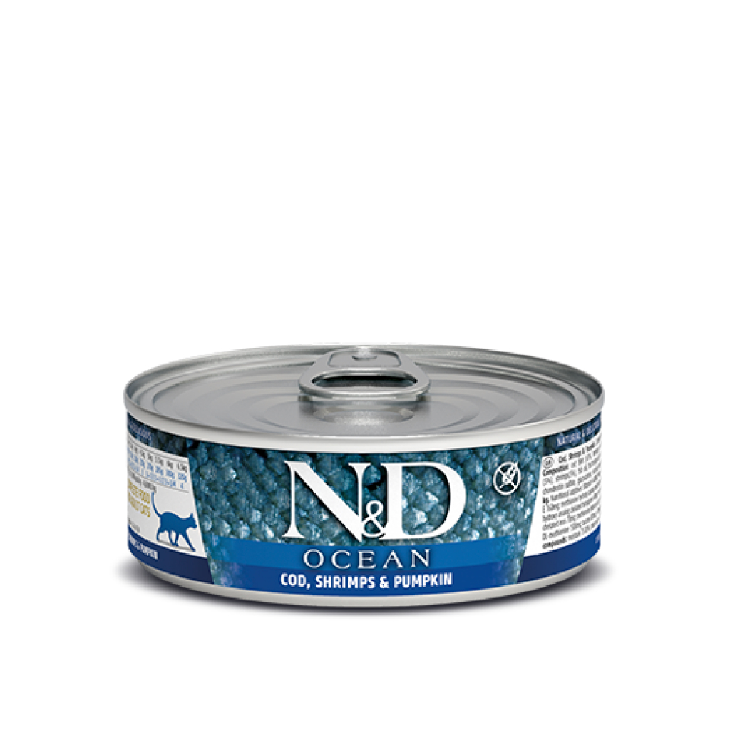 Farmina N&D Ocean Cod, Shrimp & Pumpkin Stew Wet Food Cat Can, 2.5-oz image number null