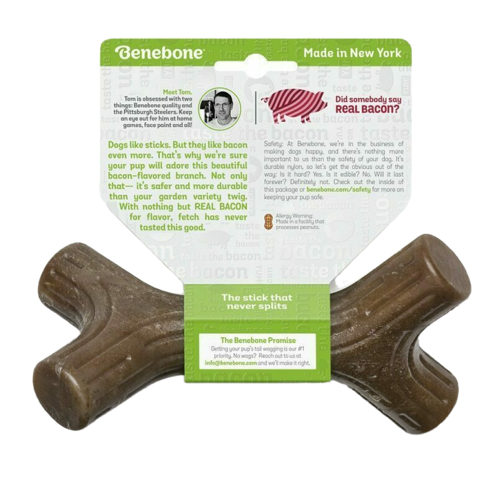 Benebone Bacon Stick Real Bacon Durable Dog Chew Toy, Made In USA image number null