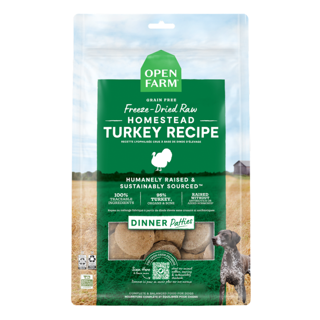 Open Farm Freeze-Dried Raw Patties Homestead Turkey Recipe Dog Food, 10.5-oz image number null