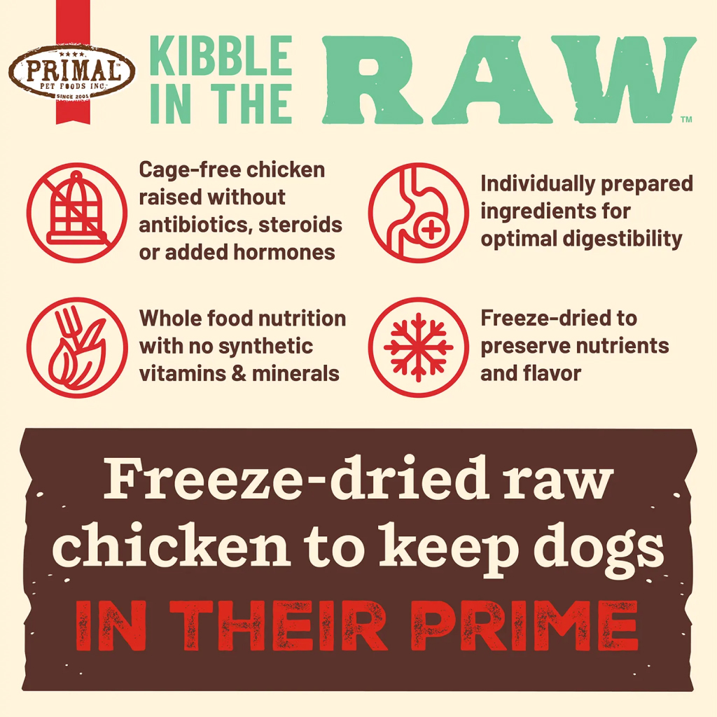 Primal Canine Chicken Recipe Kibble in the Raw, 9-lb image number null