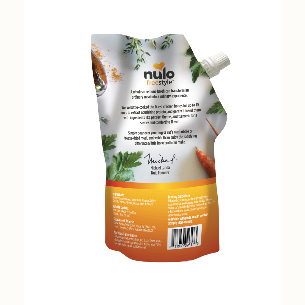 Nulo FreeStyle Dog Cat Chicken Bone Broth Pouch, 20-oz image number null