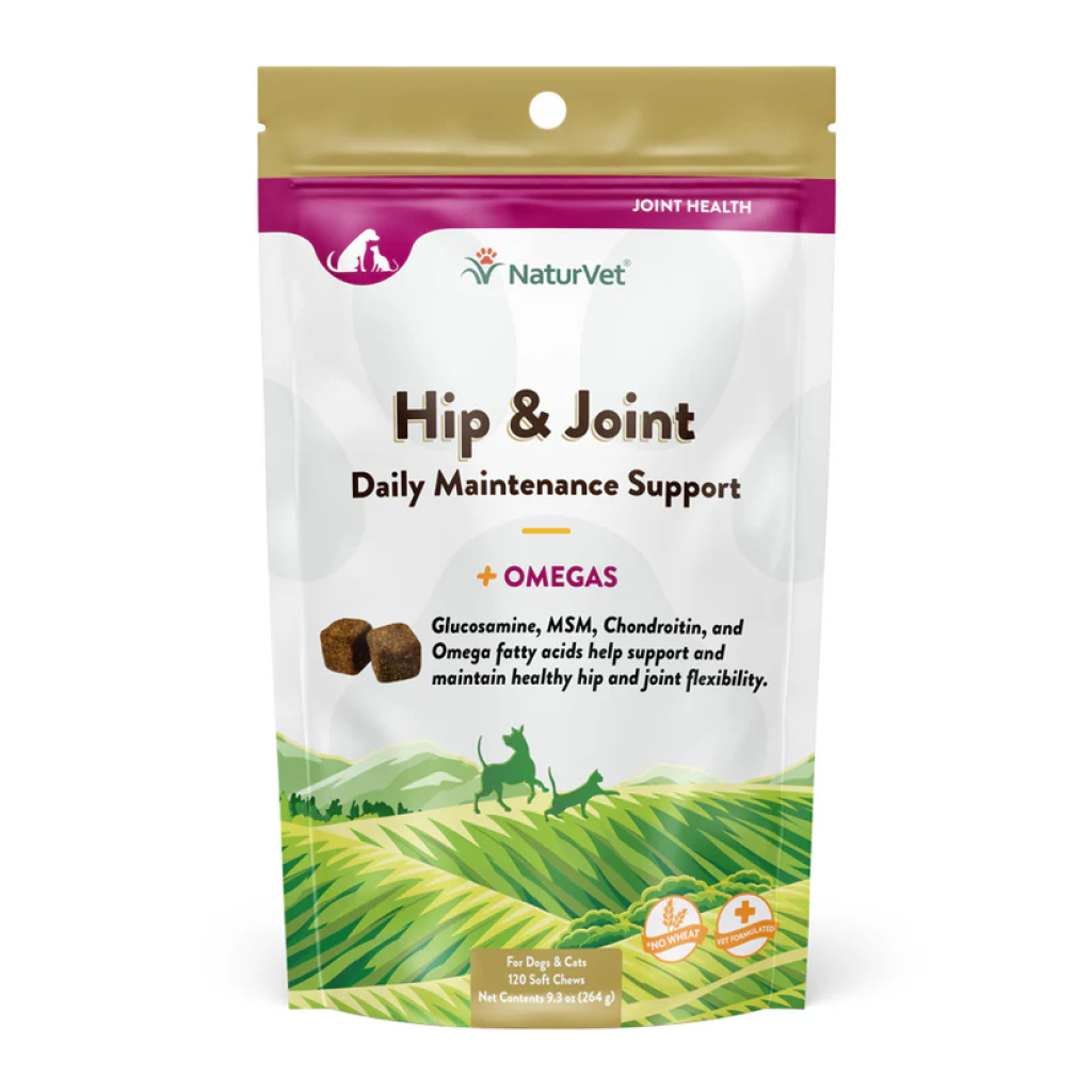 Naturvet Hip And Joint Soft Chews Plus Omegas For Dogs And Cats, 120 Count Soft Chews, Made In The USA image number null