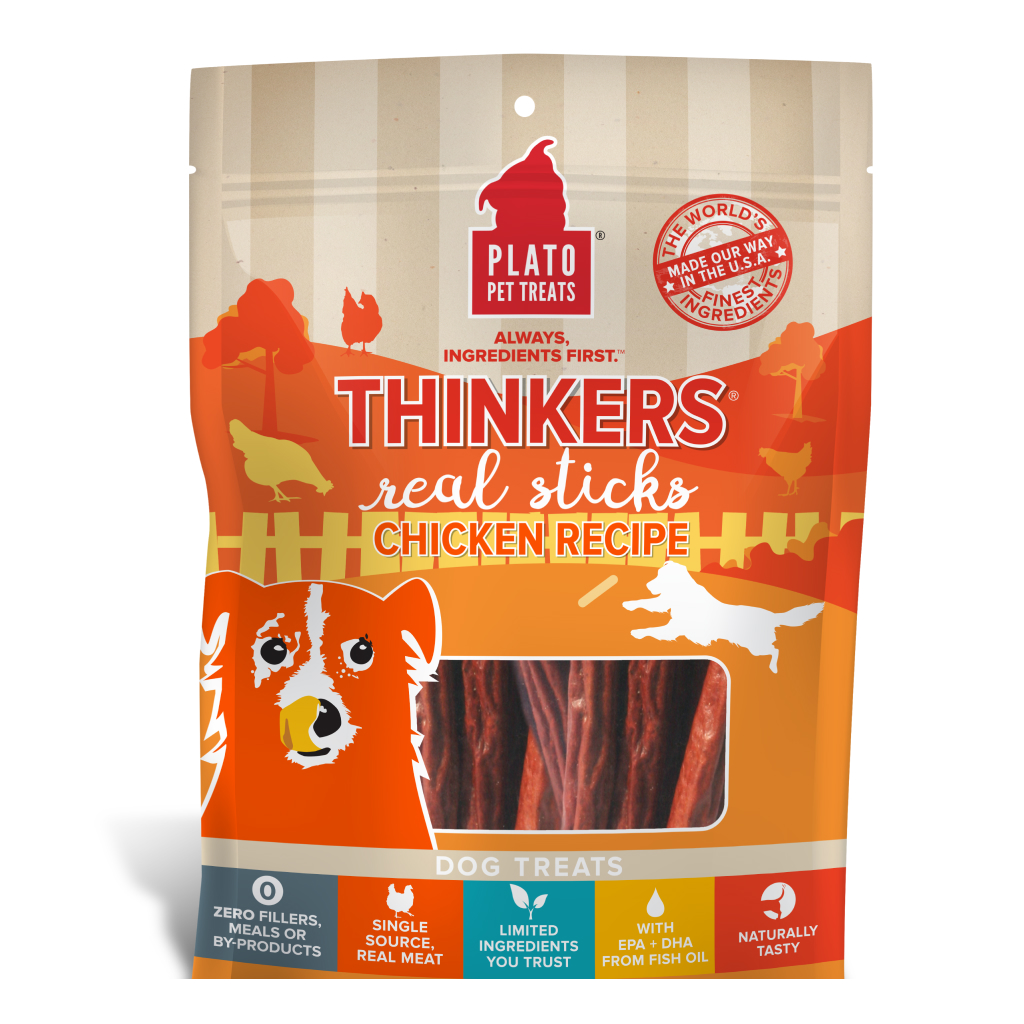 Plato Thinkers Chicken Dog Treats Bag, 10-oz image number null