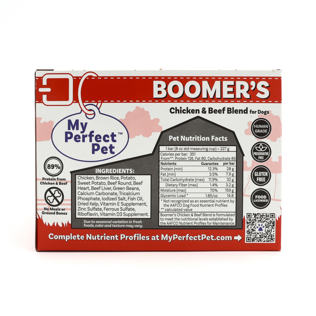 FROZEN My Perfect Pet Boomer's Chicken & Beef Gently Cooked Dog Food (8-pack), 4-lb image number null