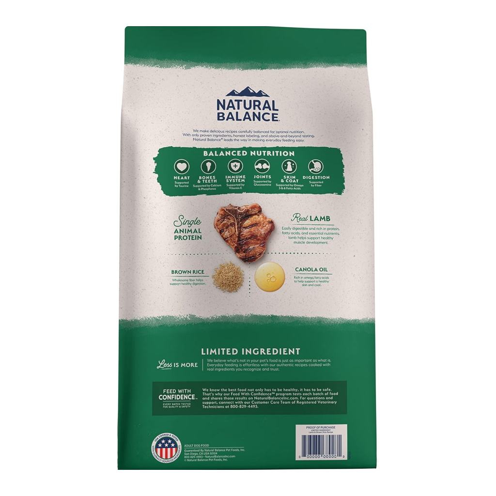 Natural Balance Limited Ingredient Lamb & Brown Rice Recipe Dry Dog Food, 4-lb image number null