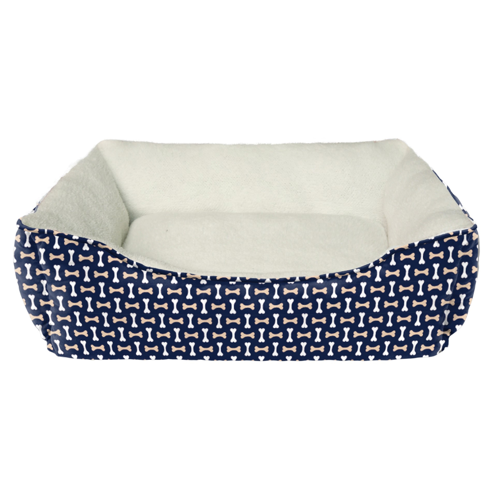 Ethical Products Sleep Zone Tossed Bones Navy Dog Bed, 26" image number null