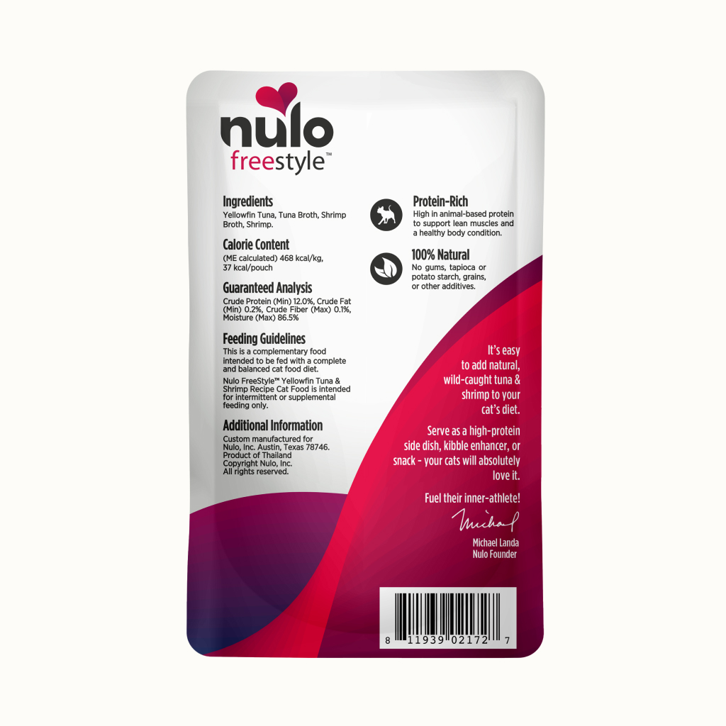 Nulo FreeStyle Cat Yellowfin Tuna & Shrimp in Broth Pouch, 2.8-oz image number null