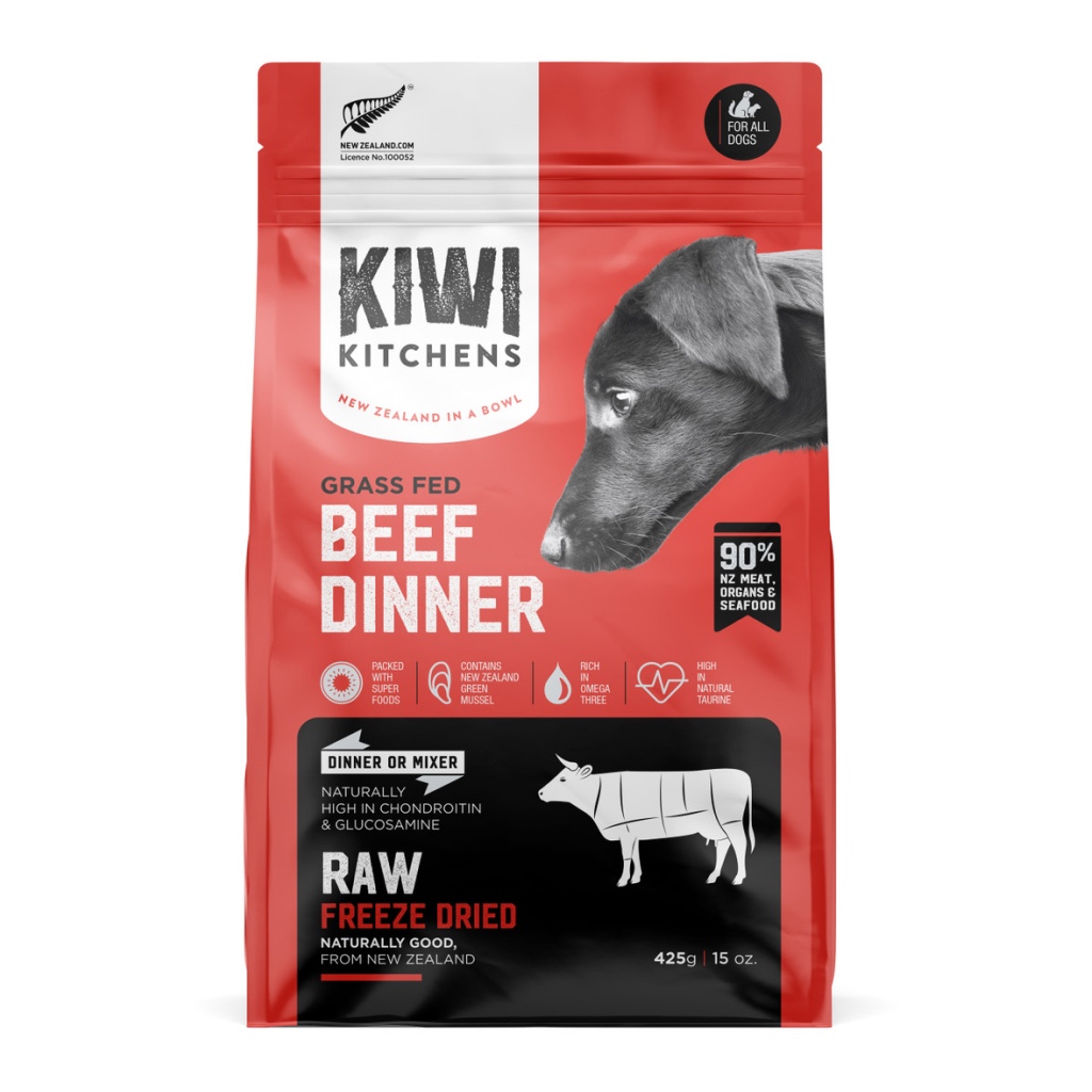 Kiwi Kitchens Raw Freeze Dried Beef Dinner Dog Food, 15-oz image number null