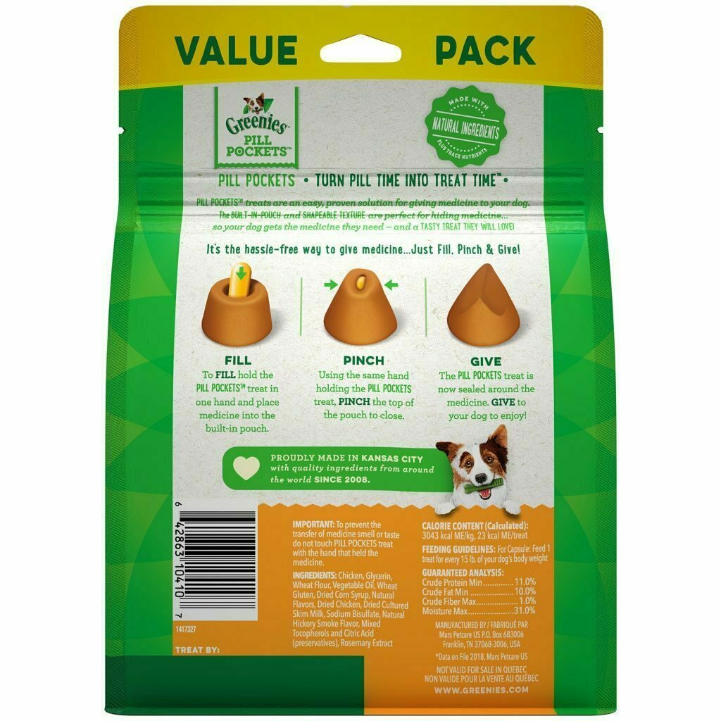 Greenies - Pill Pockets Dog Capsule Adult Pill Compliance Chicken Soft Treat image number null