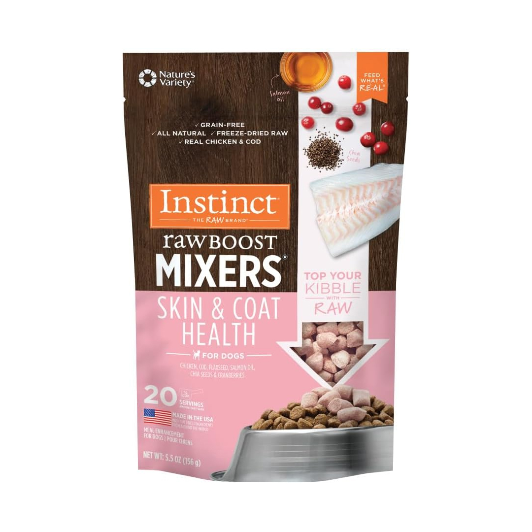 Instinct Freeze-Dried Raw Boost Mixers Grain-Free Skin & Coat Health Recipe Dog Food Topper, 5.5-oz image number null