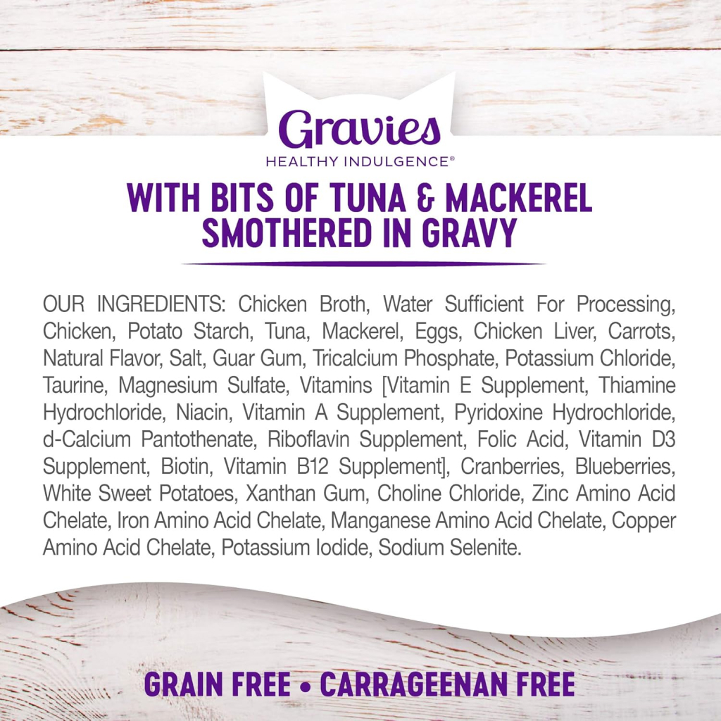 Wellness Healthy Indulgence Natural Grain Free Gravies with Tuna & Mackerel in Gravy Wet Cat Food Pouch, 3-oz image number null