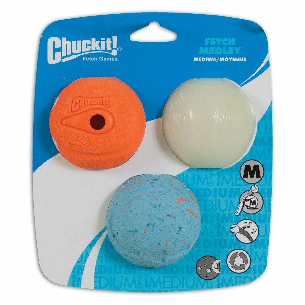 Chuckit! Fetch Medley Assorted Medium Balls Dog Toy, 3-pk image number null