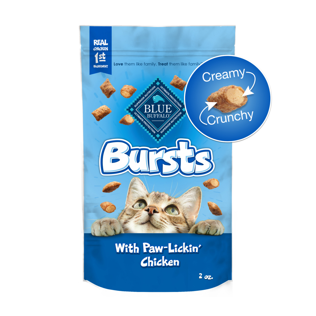 Blue Buffalo Bursts Paw-Lickin' Chicken Crunchy & CreamyCat Treats for Training, 2-oz image number null