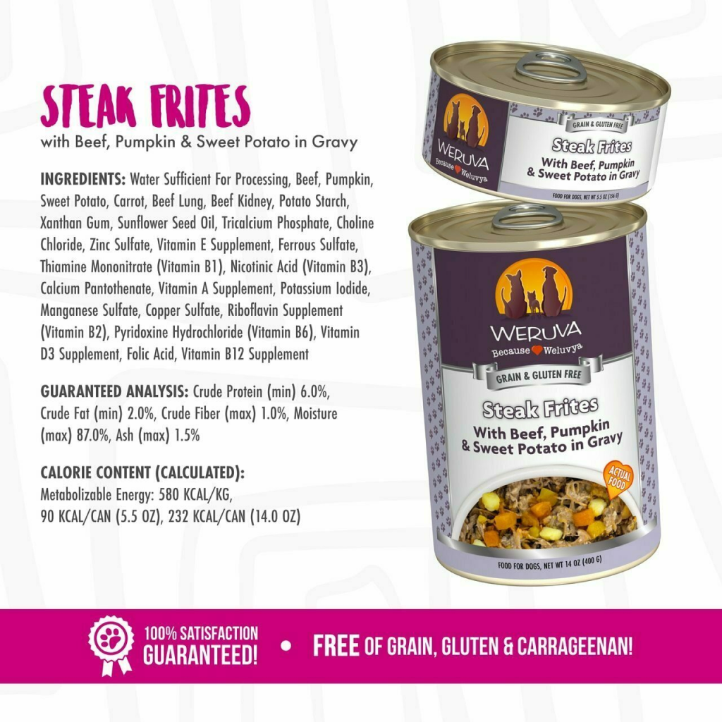 Weruva Classic Steak Frites with Beef, Pumpkin & Sweet Potato in Gravy Dog Food image number null