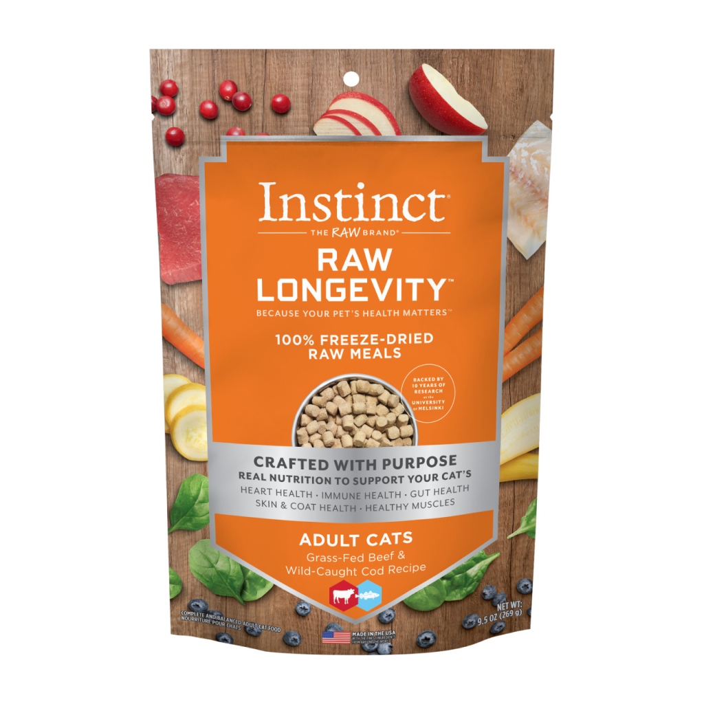 Instinct Freeze-Dried Raw Longevity Adult Beef/Cod Bites Cat Food, 9.5-oz image number null