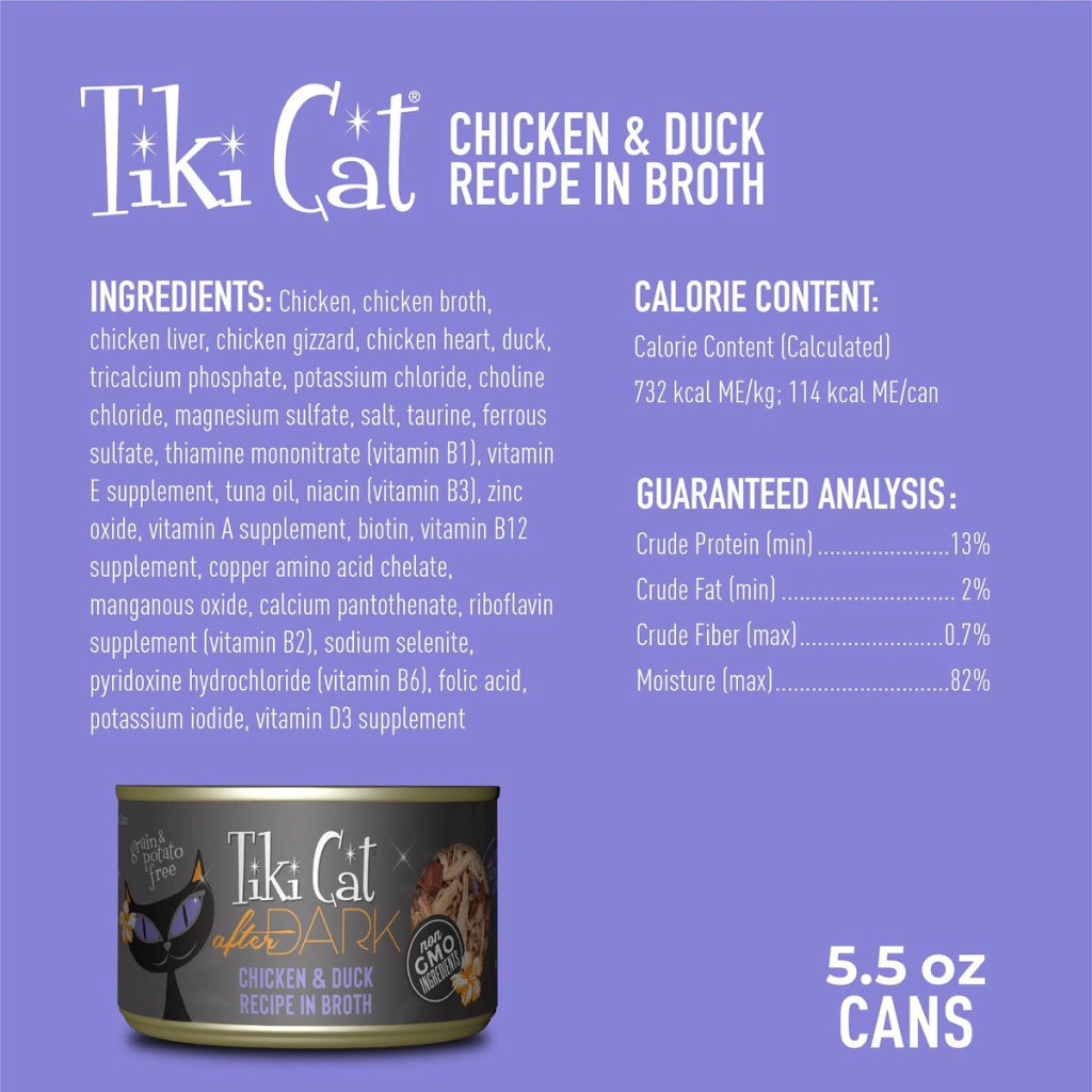 Tiki Cat After Dark Wet Cat Food Chicken & Duck Can, 5.5-oz image number null