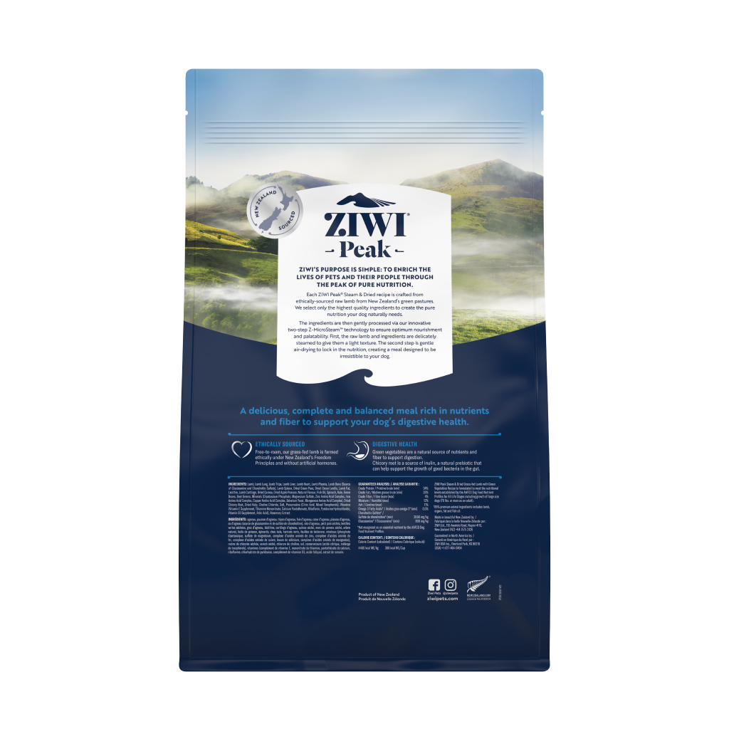 Ziwi Peak Steam & Dried Lamb with Green Vegetables Recipe Dog Food, 3.3-lb image number null