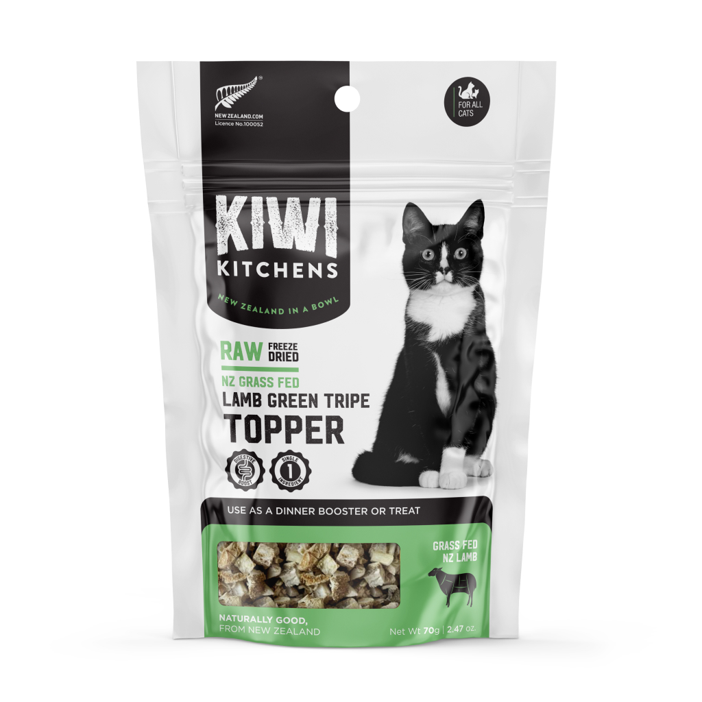 Kiwi Kitchens Raw Freeze Dried Grass Fed Lamb Green Tripe Cat Food Topper, 2.47-oz image number null