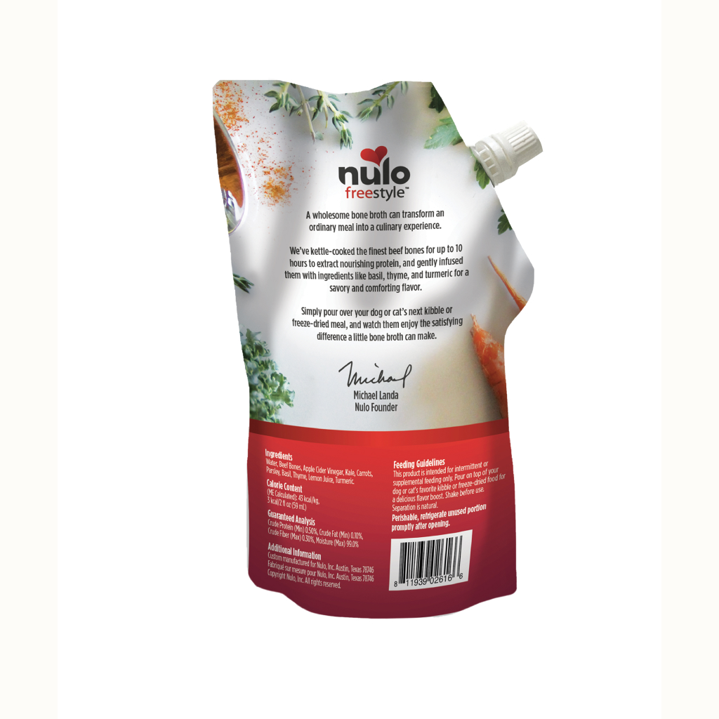 Nulo FreeStyle Dog Cat Beef Bone Broth Pouch, 20-oz image number null