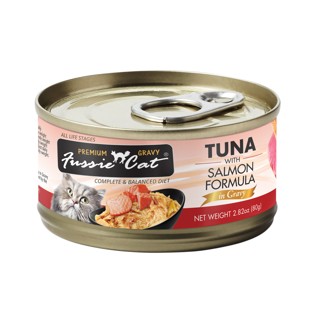 Fussie Cat Premium Tuna with Salmon in gravy Can, 2.82-oz image number null