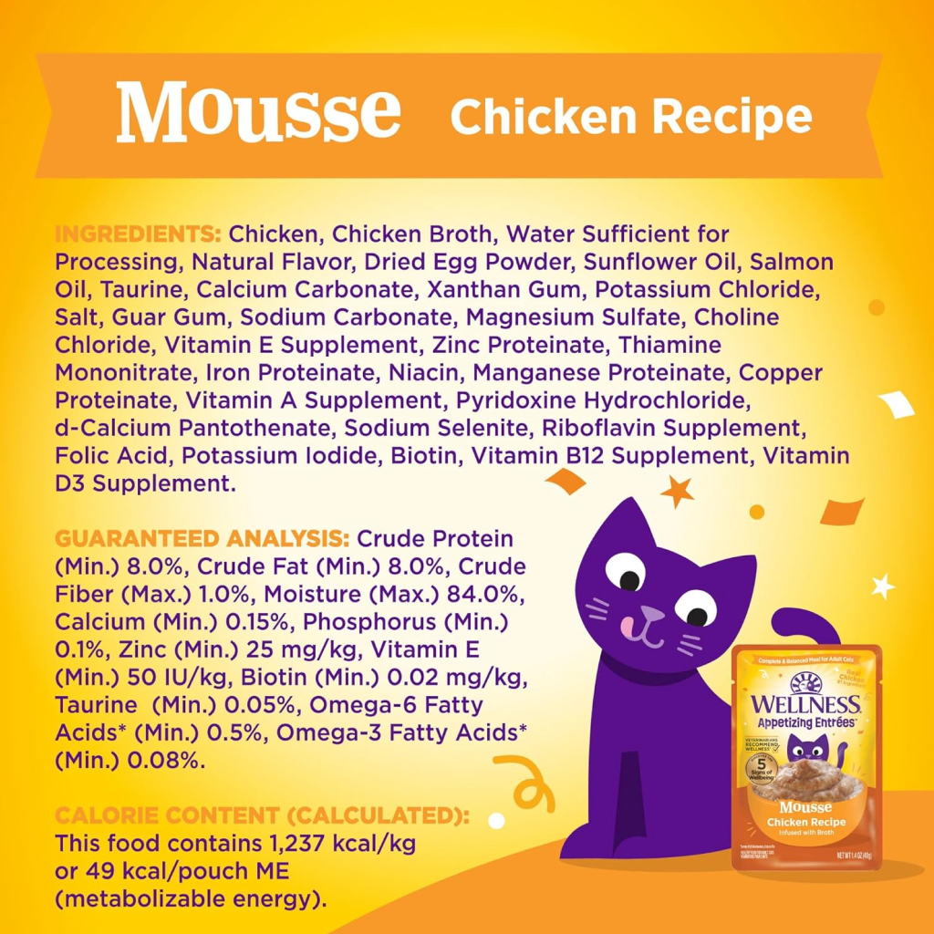 Wellness Appetizing Entrées Mousse Chicken Recipe in Sauce Wet Cat Food Pouch, 1.4-oz image number null