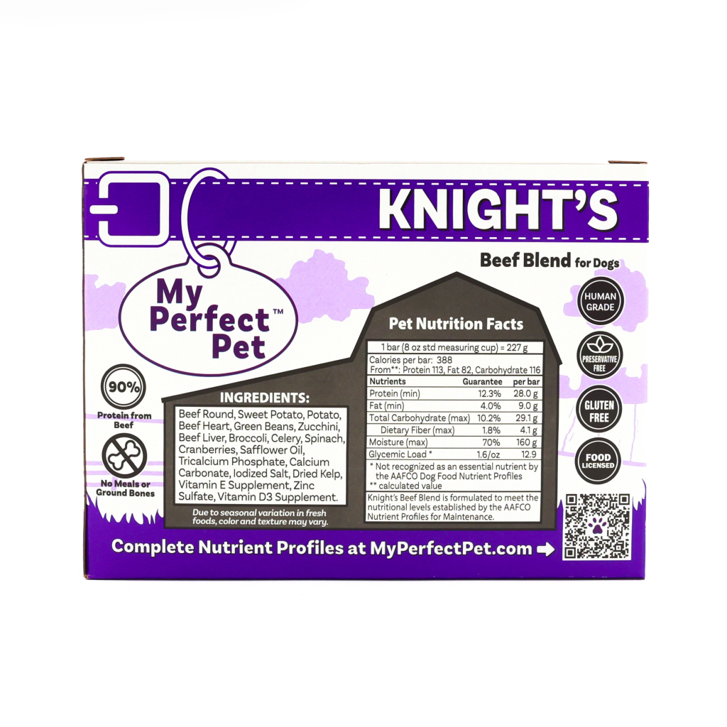 FROZEN My Perfect Pet Knight's Beef & Vegetable Gently Cooked Dog Food (8-pack), 4-lb image number null