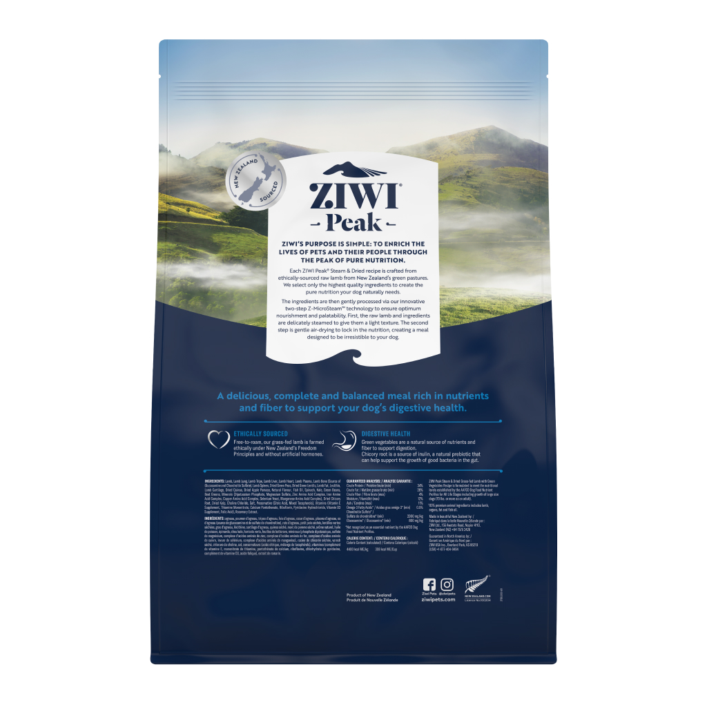 Ziwi Peak Steam & Dried Lamb with Green Vegetables Recipe Dog Food, 7.1-lb image number null