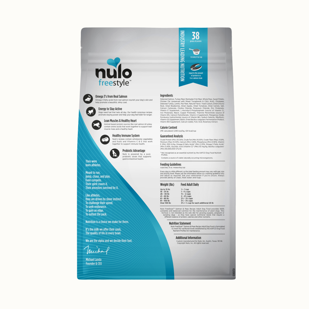 Nulo FreeStyle Adult Dog Grain-Free Salmon & Peas Bag, 4-lb image number null