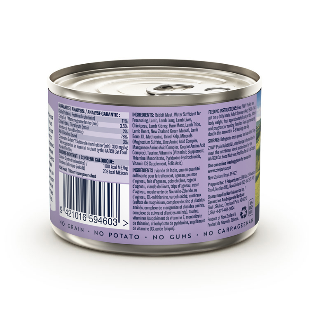 ZIWI Peak Rabbit & Lamb Recipe Cat Can, 6.5-oz image number null