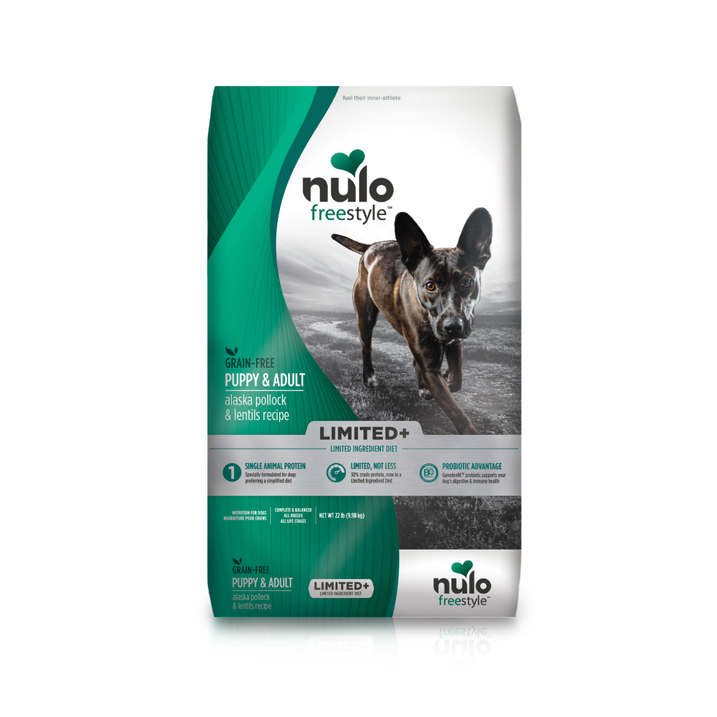 Nulo FreeStyle Puppy & Adult Dog Limited+ Grain-Free Alaksa Pollock & Lentils Bag, 22-lb image number null