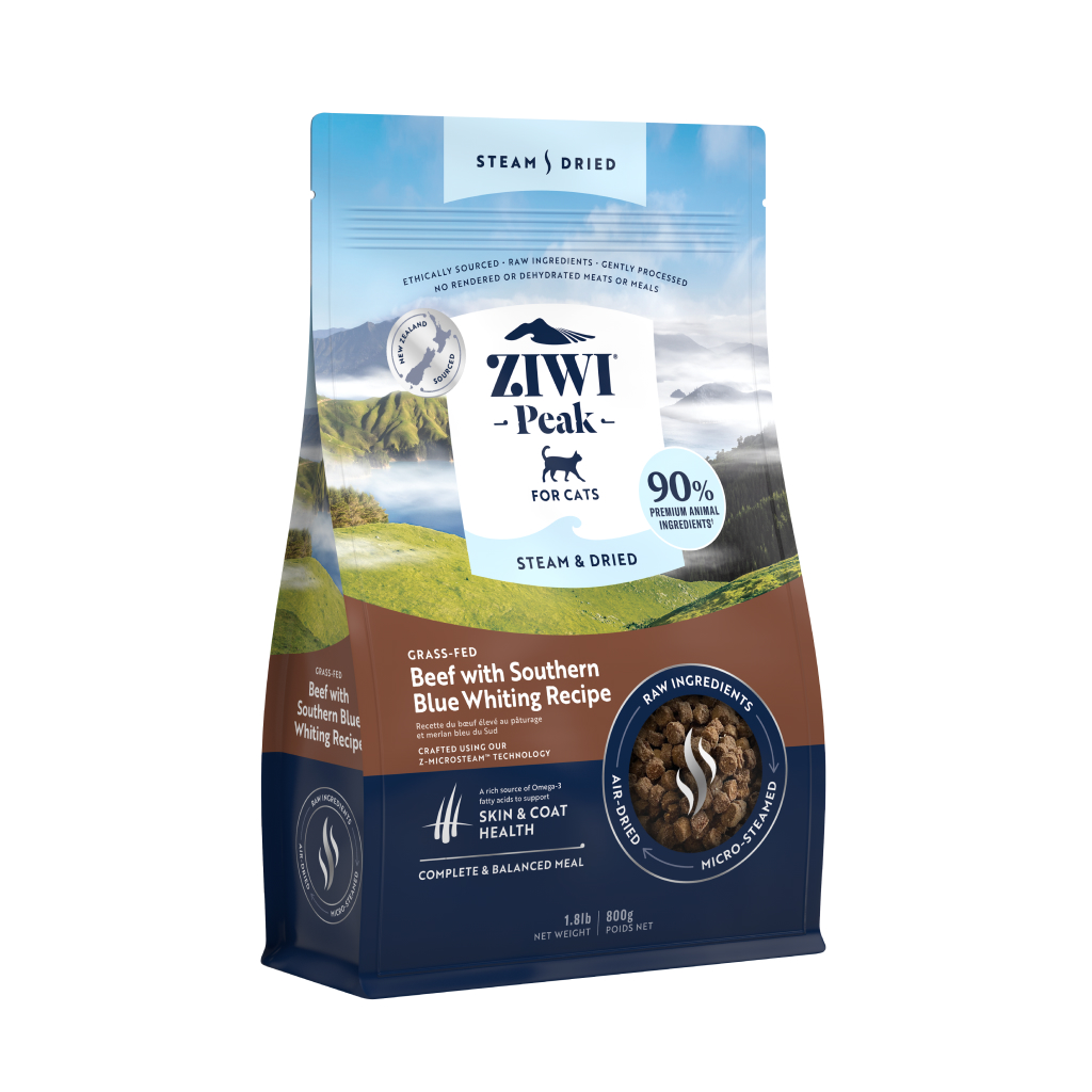 Ziwi Peak Steam & Dried Beef with Southern Blue Whiting Cat Food, 1.8-lb image number null