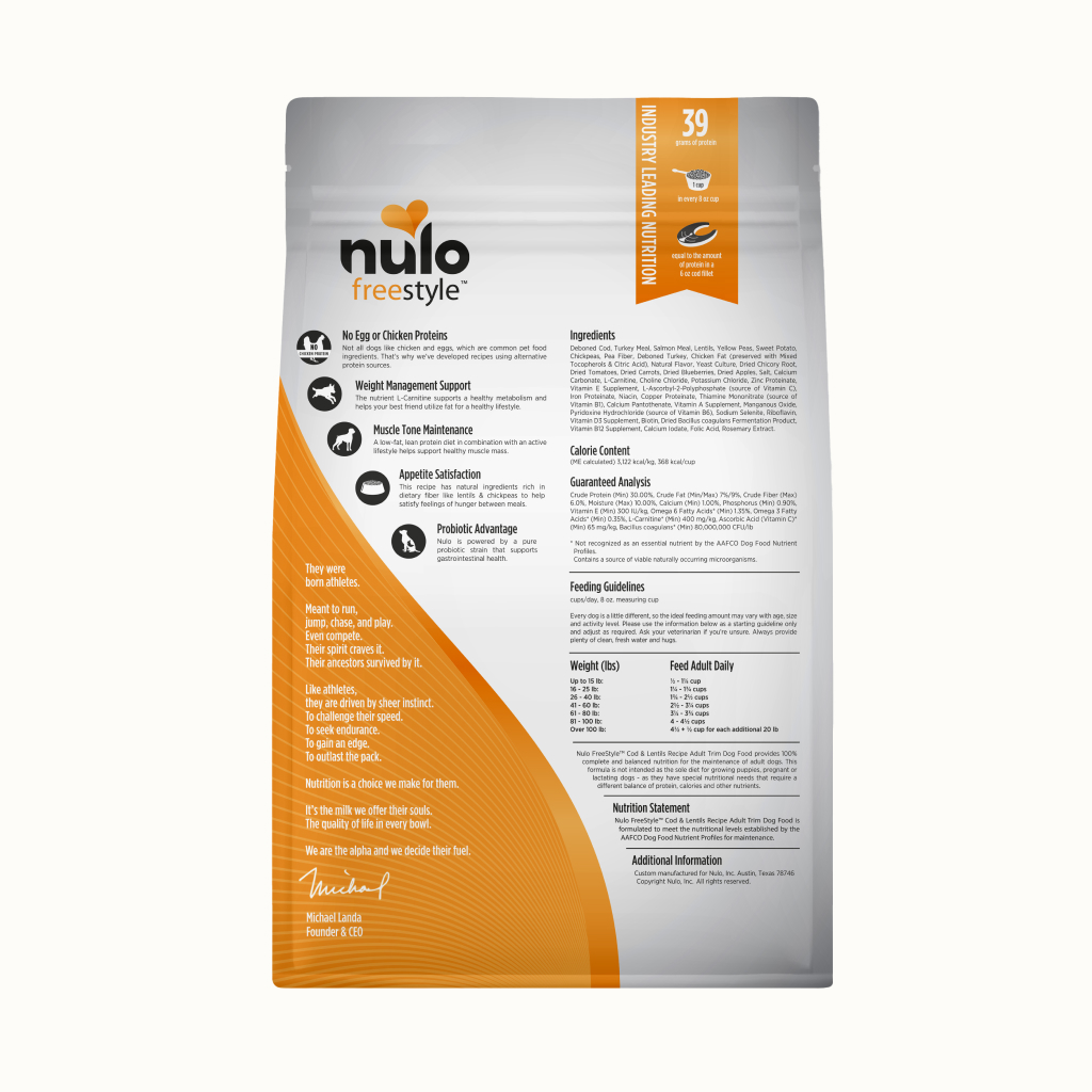 Nulo FreeStyle Adult Trim Dog Grain-Free Cod & Lentils Bag, 4-lb image number null