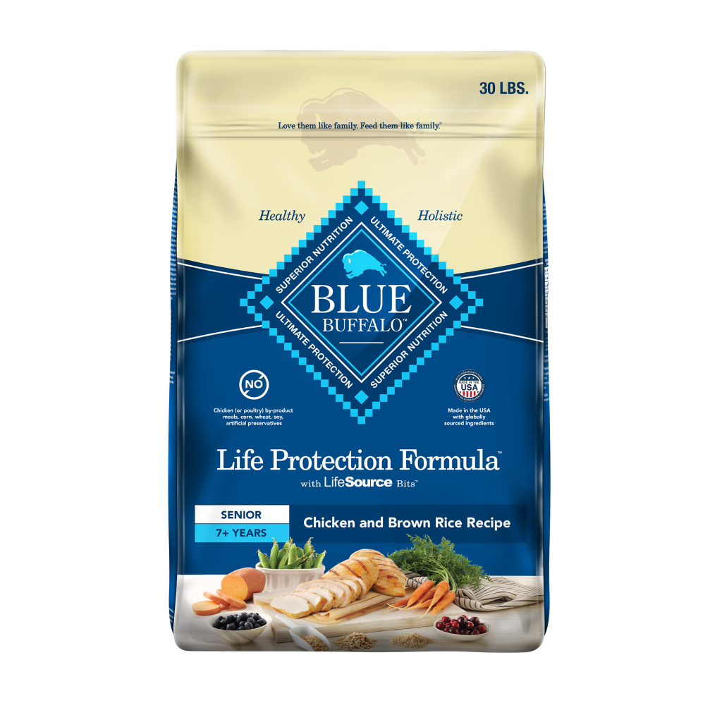 Blue Buffalo Life Protection Formula Chicken & Brown Rice Recipe Senior Dry Dog Food, 30-lb image number null