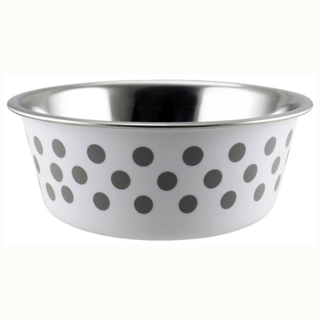 Indipets White Polka Dot Large Buster Bowl, 54-oz image number null