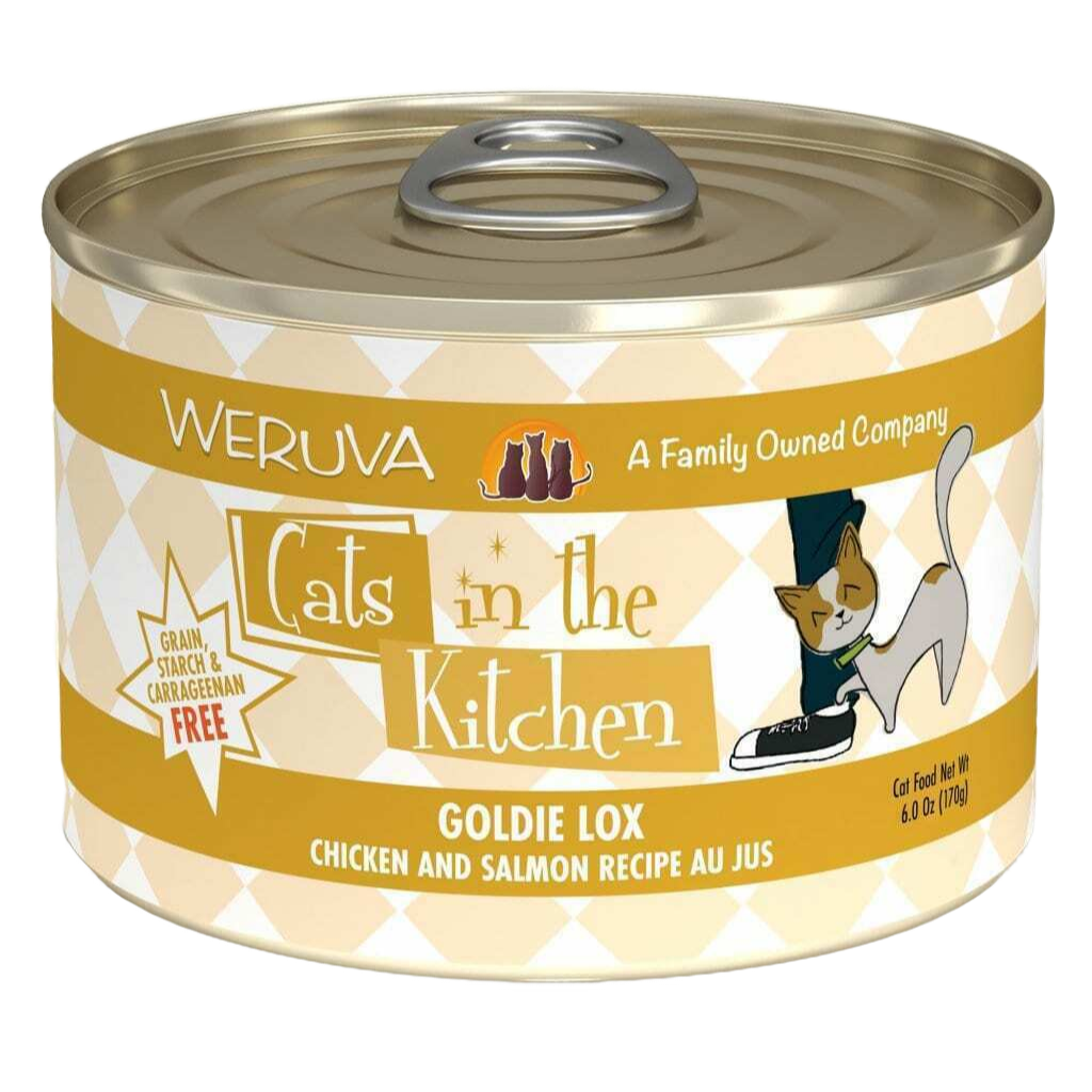 Weruva Cats In The Kitchen, Goldie Lox With Chicken & Salmon Au Jus Cat Food, 6-oz Can image number null