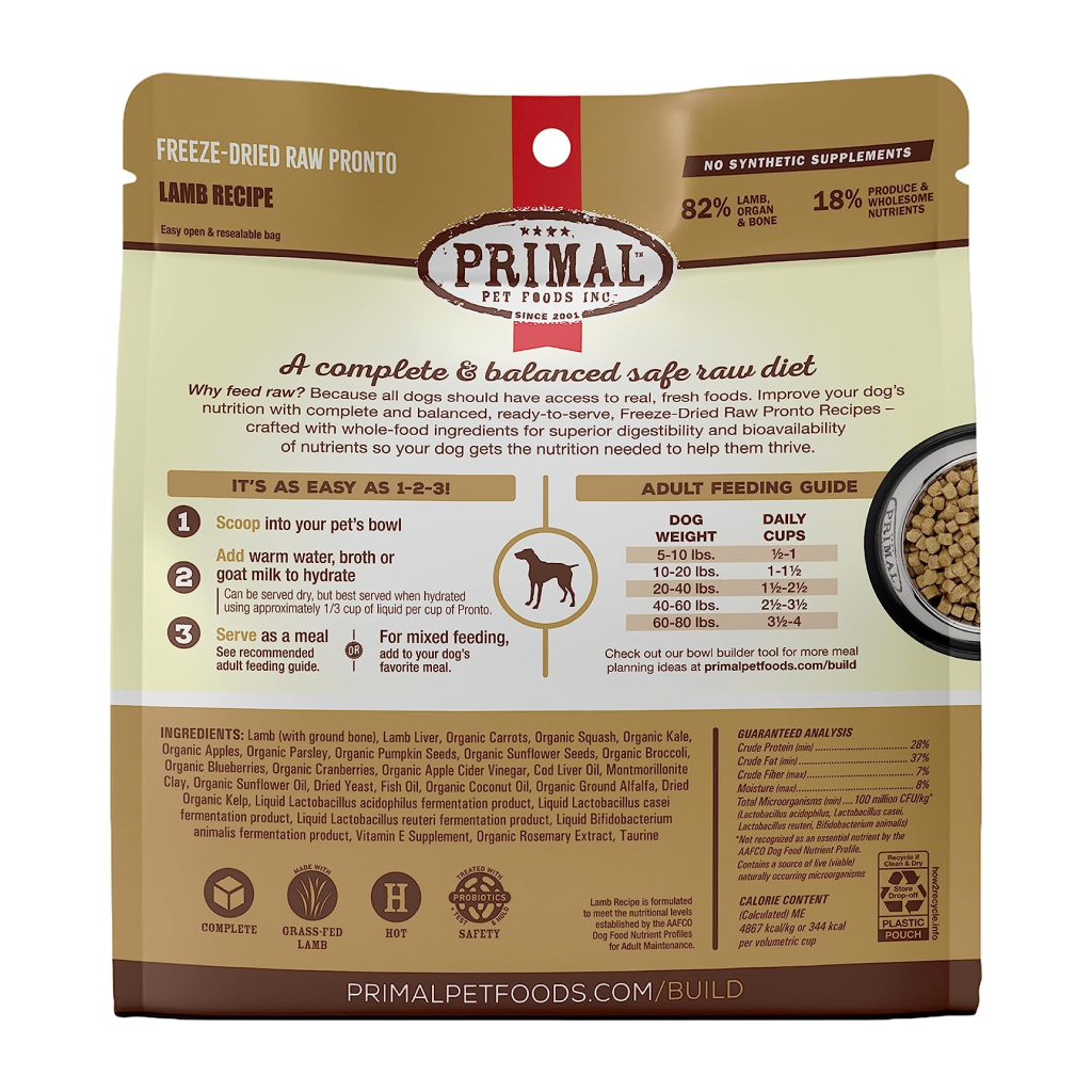 Primal Canine Freeze-Dried Raw Pronto Lamb Recipe, 25-oz image number null