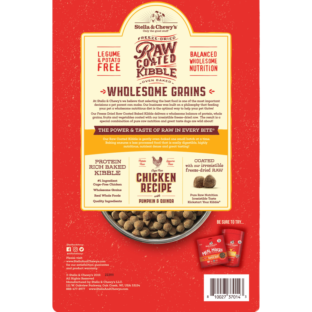 Stella & Chewy's Dog Raw Coated Kibble With Wholesome Grains, Cage-Free Chicken image number null